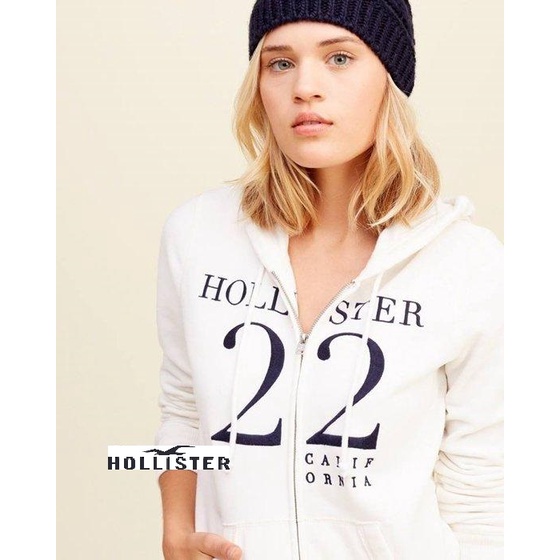 HCO Hollister co.Embroidered Logo Graphic Hoodie刺繡連帽外套白