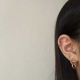 韓國玫瑰金氣質雙圈耳環