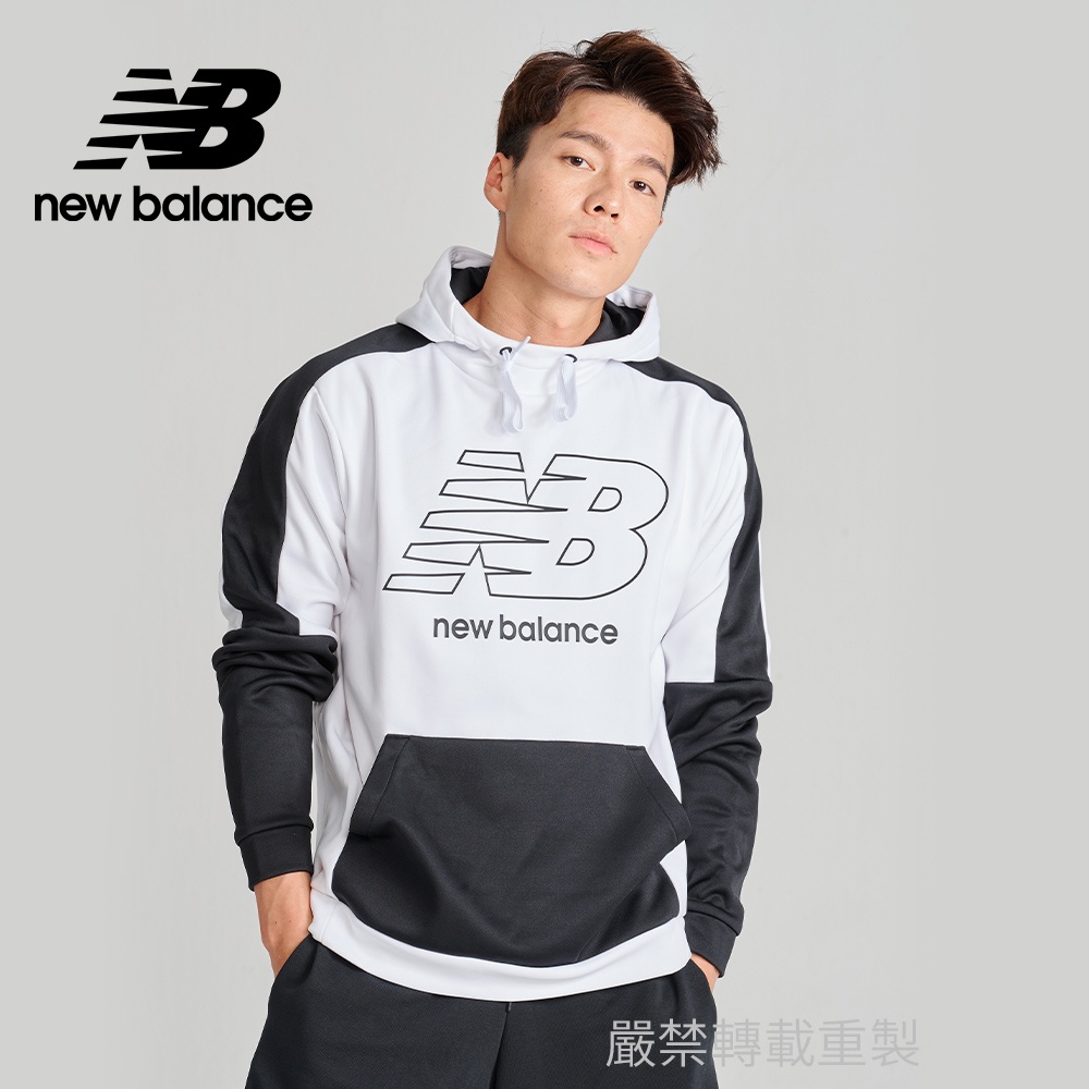 【New Balance】 NB 連帽長袖上衣_男性_黑白色_MT13023WT
