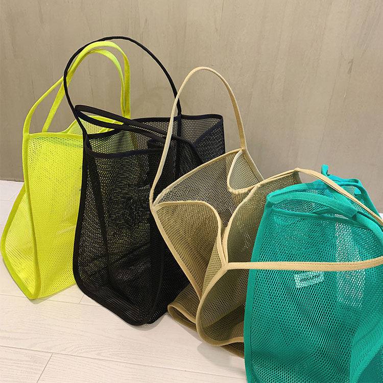 韓國新款ins風 熱門斜背包 透明網紗 大容量 挎包時尚輕便 百搭購物袋 時尚輕便環保彩色購物袋 手提袋