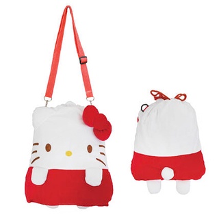 【現貨】小禮堂 Hello Kitty 造型絨布斜背包 (紅白款)