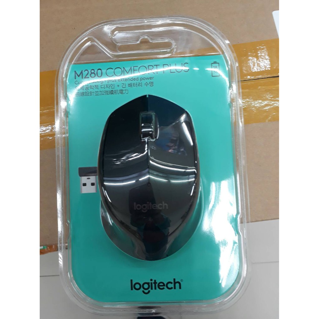 羅技 Logitech M280 無線 滑鼠 完全合 右手 手型貼 人體工學 隨插即忘 1000 DPI 黑色