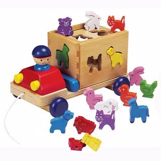 GOGO TOYS 動物分類拖車 動物廂車 動物拉車 配對遊戲 顏色配對 木製教具玩具 GogoToys #20860