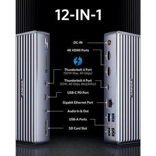 【蝦米美日】全新 美國原裝 Anker 777 Apex 12合1 Thunderbolt 4 A8397 8K 螢幕