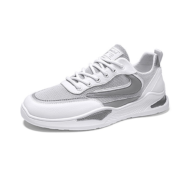 鞋鞋俱樂部 透氣飛織布休閒跑步運動鞋 021-501 白灰