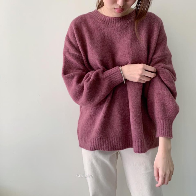 全新正韓高單紫紅毛衣