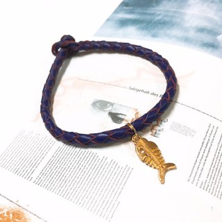 Walabi 澳洲袋鼠皮革 Kangaroo Leather 真皮 • 皮繩 • 編織 • 皮手環 魚骨(金)