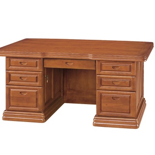【全台傢俱】AJ-24 雙龍 全實木 5尺 / 6尺辦公桌 書桌(下座) 可加購強化玻璃 台灣製造