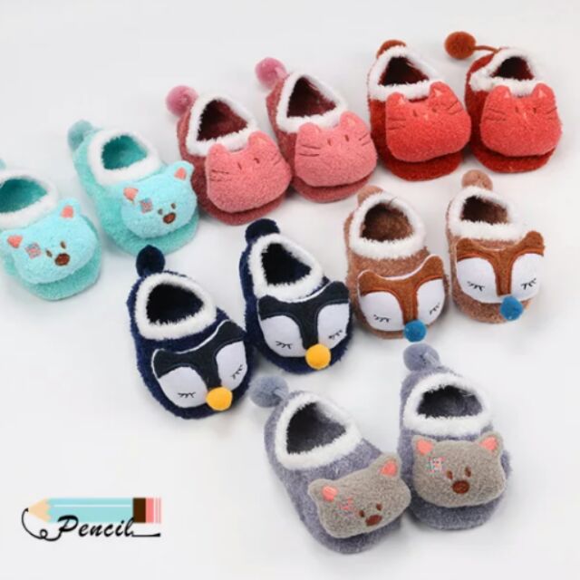 韓國秋冬珊瑚絨卡通兒童襪嬰兒小童寶寶地板襪子羽毛紗公仔襪