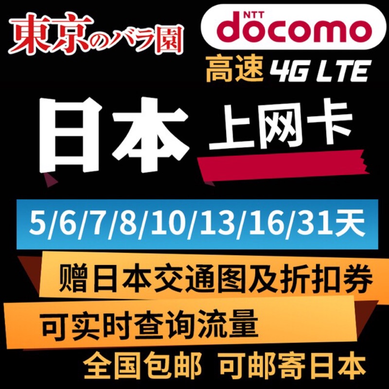 日本4G無限吃到飽上網卡docomo/softbank-5天