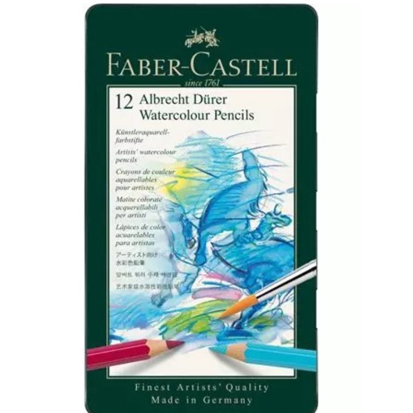 Faber-Castell水性色鉛筆綠色精緻鐵盒裝12色組 *117512
