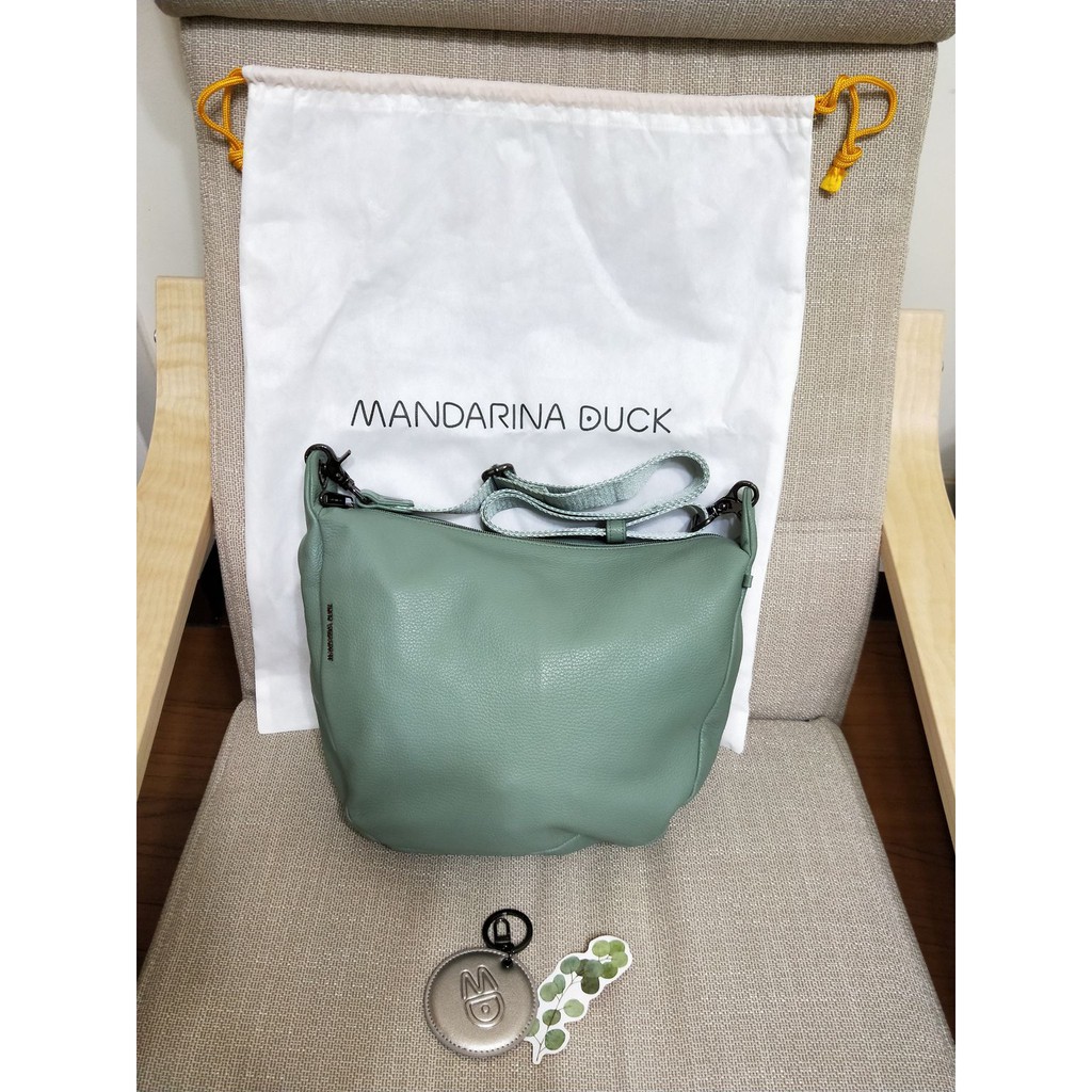 義大利 MANDARINA DUCK 斜肩側背包 松石綠