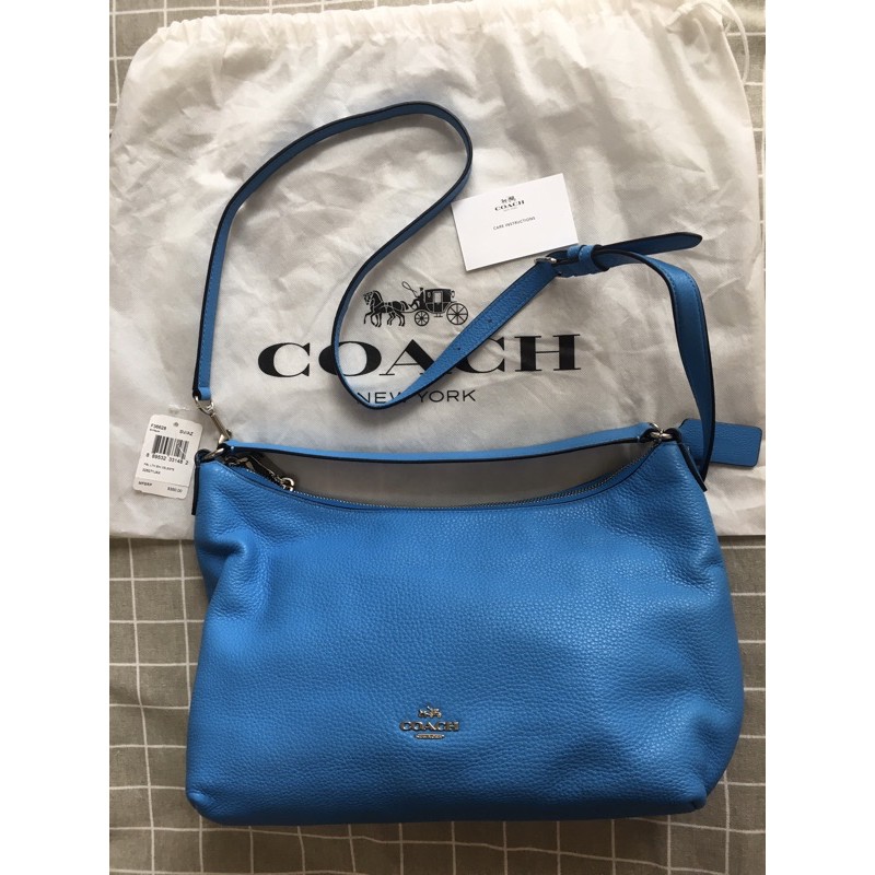 coach 蔻馳 斜背包 月牙包 手提包 兩用包 正品 女生 藍色 F36628 美國代購