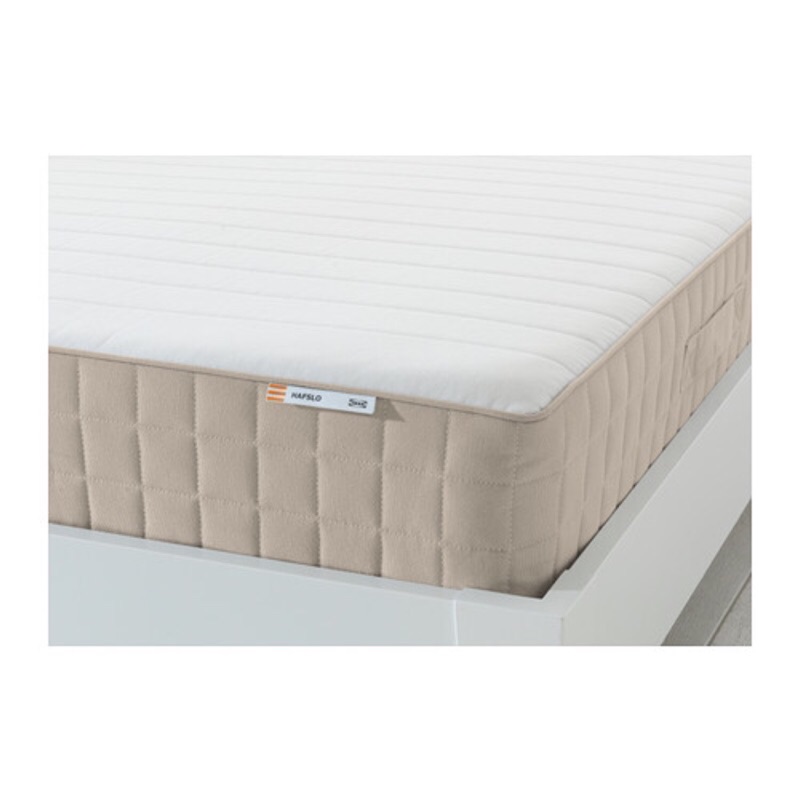 ikea床墊，9成新，原價5990元！HAFSLO彈簧床墊150x200公分，偏硬，米色，運費自付或可面交。