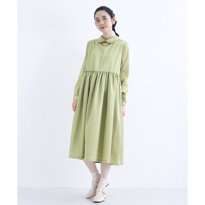 【現貨】日本品牌 Merlot 光澤感花瓣領洋裝 緞面連身裙 日系長袖小禮服
