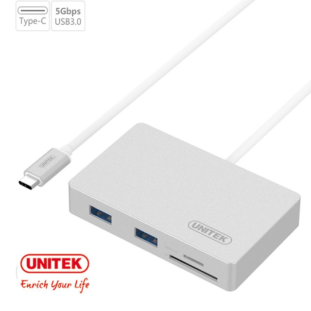 UNITEK 優越者USB3.1 Type-c 轉 USB3.0 HUB 讀卡機 Y-9319