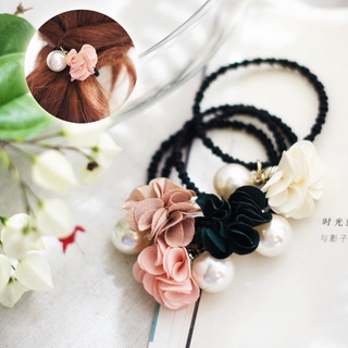 ☯繁星閣☯韓國 花朵珍珠髮圈 氣質髮飾 鄰家女孩