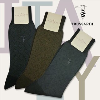 TRUSSARDI【時尚特色編織圖漾菱格紋紳士襪】(中/半統)