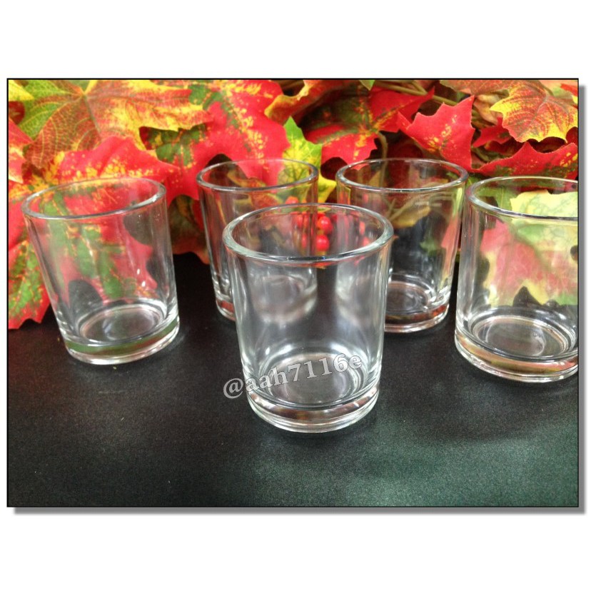 花語人造花資材園藝用品婚禮小物  容器  直水杯(蠟燭杯) 透明玻璃杯 可當小花器 玻璃杯