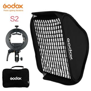 Godox S2 Speedlite 閃光燈支架 + 柔光箱蜂窩網格,帶 Bowens 支架,適用於 Godox V1