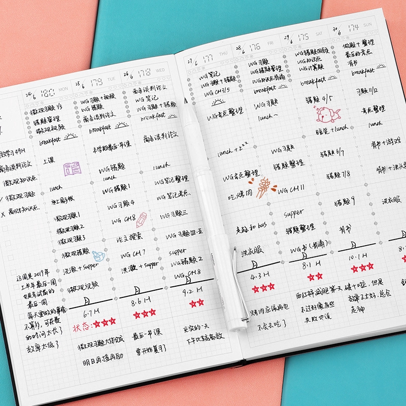 現貨 小妖文創計劃表日程本年周計劃本學生自填考研學習自律表打卡日歷本每日計劃時間管理軸時間規劃本安排記錄記