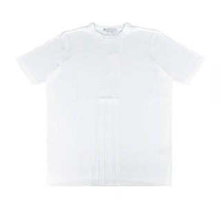 Y-3 20週年紀念款白字LOGO白色直條紋設計純棉短袖圓領T恤(男/白)