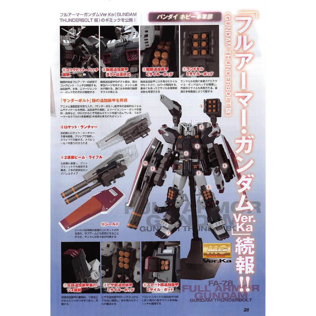 弘德模型 Mg 1 100 卡版全裝甲型鋼彈full Armor Fa 78 Ver Ka 雷霆宙域全武裝 蝦皮購物