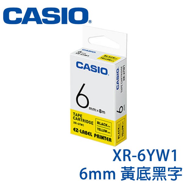 【3CTOWN】含稅開發票 CASIO卡西歐 6mm XR-6YW1 黃底黑字 原廠標籤機色帶