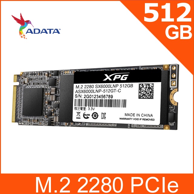 【ＢＫＹ】ADATA威剛 XPG SX6000 Lite 512GB SSD固態硬碟**拆封福利品**