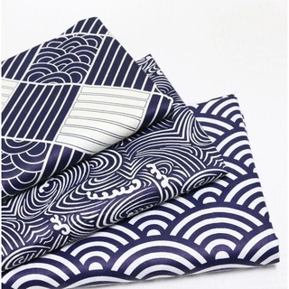 ♥♥♥【斜紋棉布】 日系和風青海波 海浪 bjd和服ob11娃衣裙純棉布料