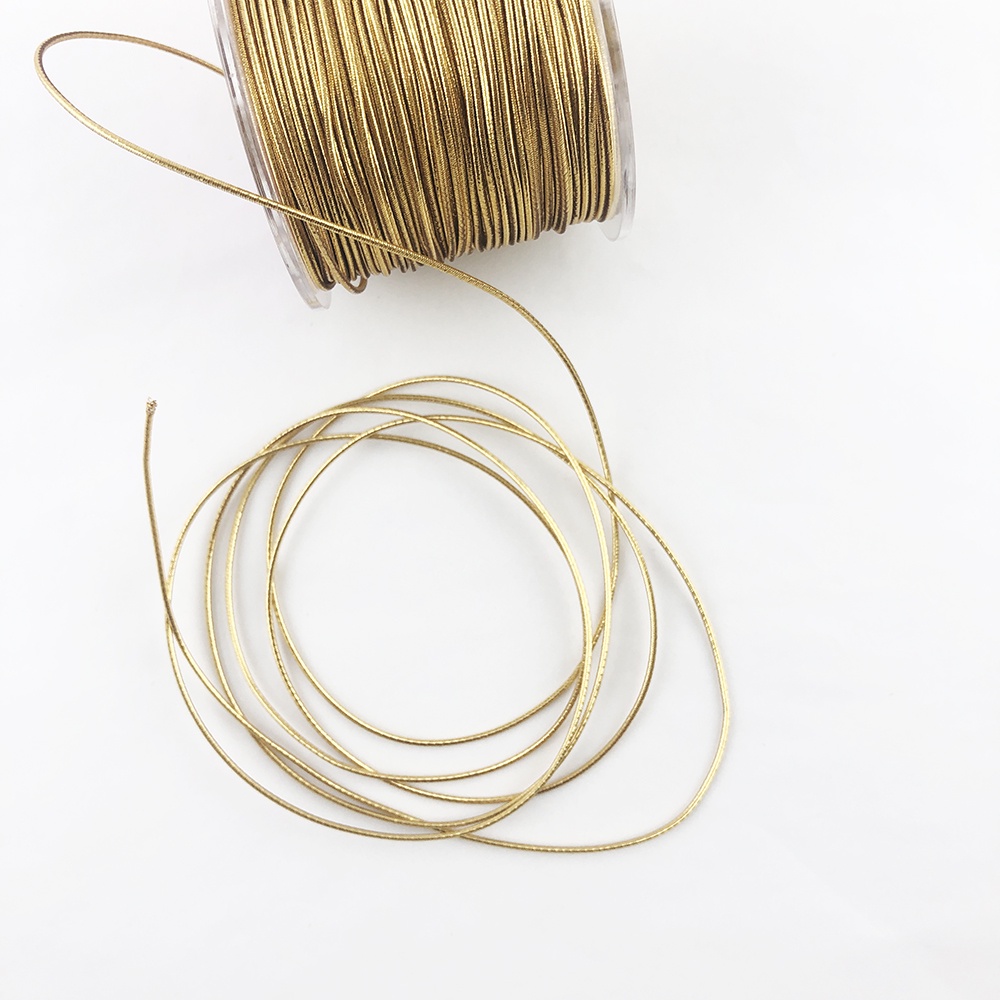 【Crystal Rose緞帶】金色彈性繩1mm/金蔥鬆緊繩/彈性束線/禮盒綁繩/50碼 台灣製