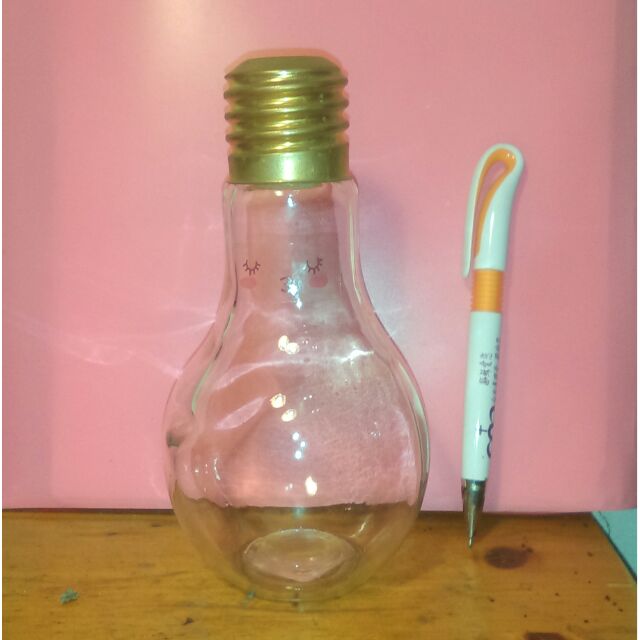 燈泡造型玻璃瓶（塑膠內塞＋金屬蓋）擺設品未用過#玻璃瓶