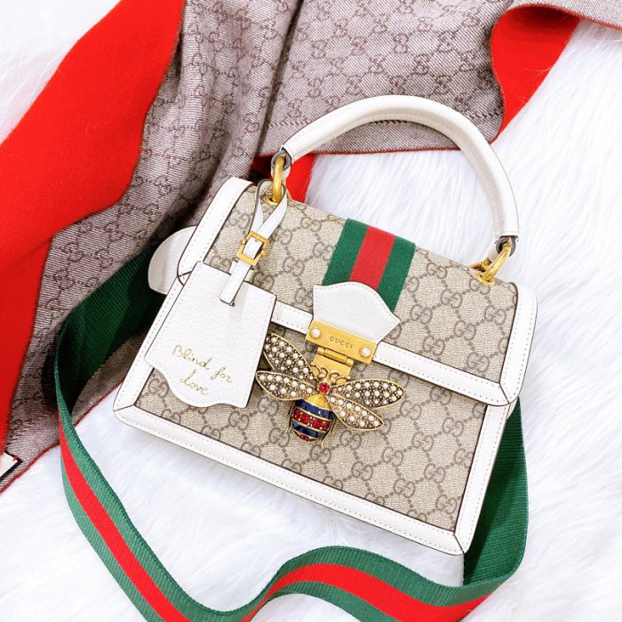 二手旗艦 GUCCI 476541 咖啡 PVC 蜜蜂 Queen Margaret 手提斜背包 (中友店) 30502