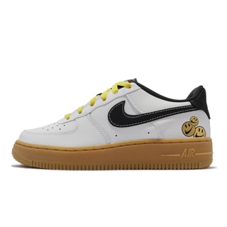 Nike 休閒鞋 Air Force 1 LV8 GS 白 黑黃 笑臉 膠底 女鞋 大童鞋 ACS DO5854-100