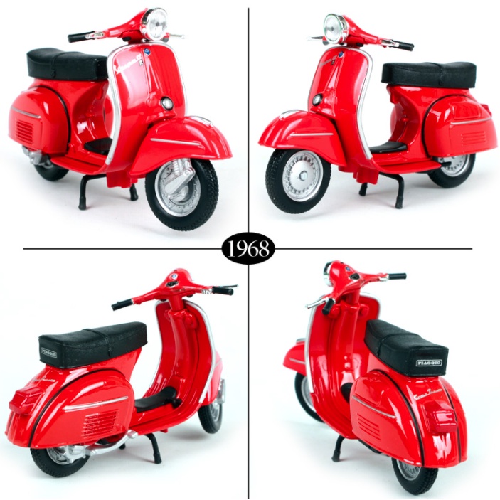 偉士牌 Vespa 手工製作1965Y  復古鐵皮車模型-紅色（1:18比例）