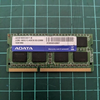 ADATA威剛 DDR3 1600筆電用 4GB記憶體