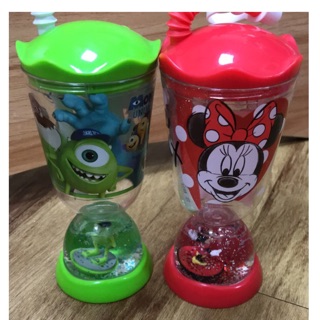 香港 迪士尼 紅色愛心米妮 怪獸電力公司 吸管水杯水瓶