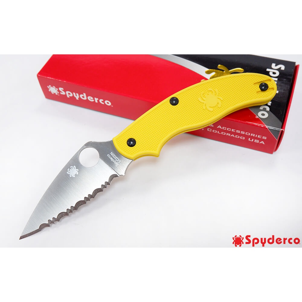 Spyderco UK Penknife 黃柄LC200N鋼全齒折刀 / 無鎖定