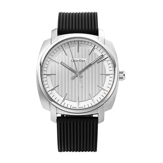 CK手錶 K5M311D6 銀框銀白面橡膠錶帶男錶