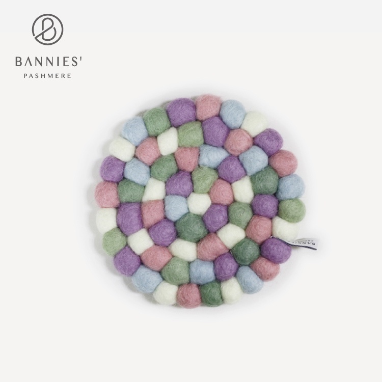 [BANNIES] 粉紫泡泡糖 原創設計 尼泊爾手工 氣質款羊毛氈杯墊 鍋墊