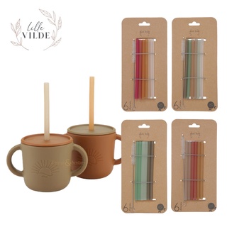 丹麥By Lille Vilde 矽膠吸管六入組 鉑金矽膠 環保吸管