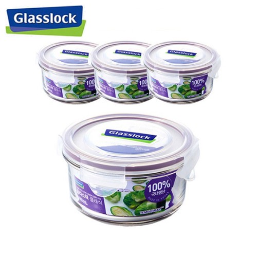 [Glasslock] 玻璃密封容器4件組 （400ml） / 食品容器 / 食品儲藏