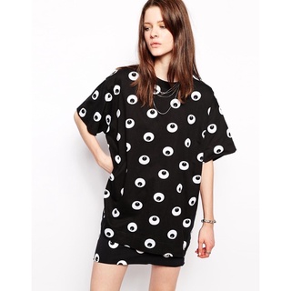(二手） CHEAP MONDAY刷舊滿版眼睛OVERSIZED上衣 print tee SIZE Xs