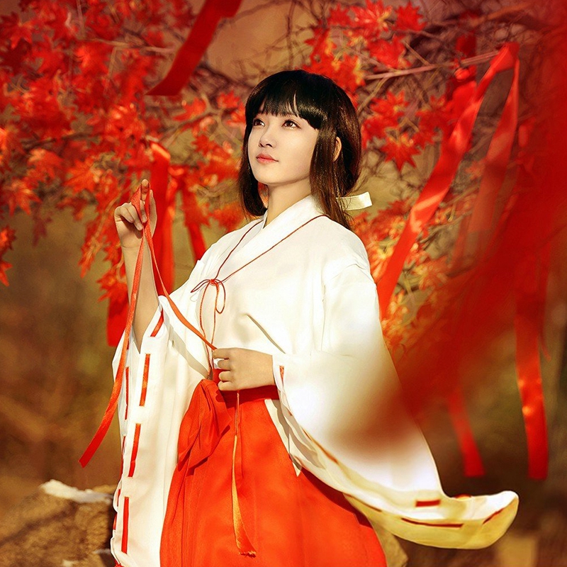 犬夜叉巫女cos服宮水三葉cos巫女服改良振袖和服桔梗巫女服大全套 蝦皮購物