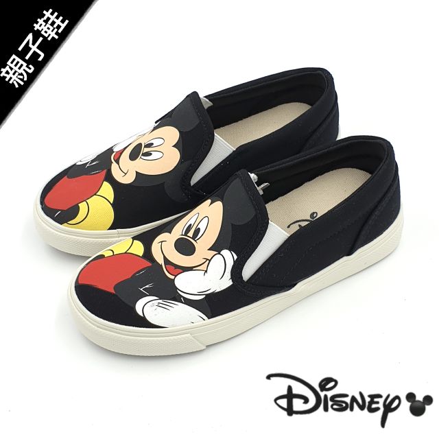 【米蘭鞋都】迪士尼 Disney (童) 米奇 親子鞋 帆布鞋 懶人鞋 透氣 止滑 台灣製 119624 黑 另有白色