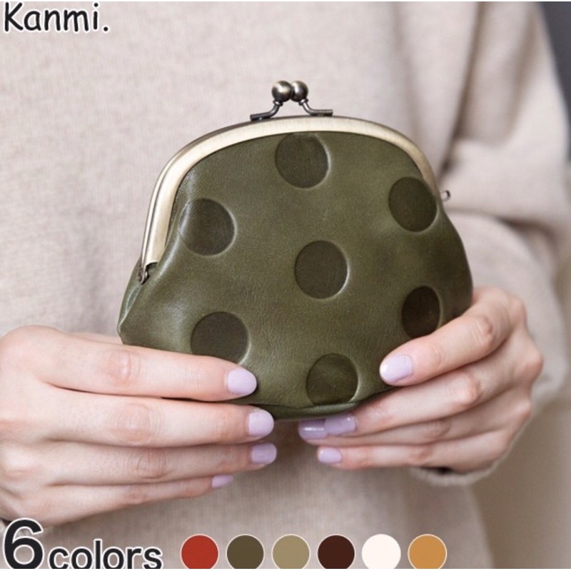 《現貨》日本製 Kanmi 水玉圓點珠扣零錢包 口金包 收納包