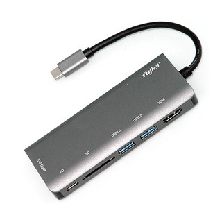 Fujiei USB 3.1 Type C 6合1轉換器 傳輸/供電/網絡卡/讀卡/影音一次OK 多功能HUB讀卡機