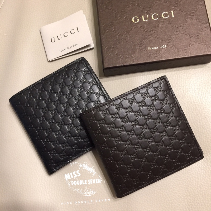 Gucci 真皮經典GG壓花logo短夾 男夾 6卡零錢袋款❤超值現貨 深藍 深咖啡