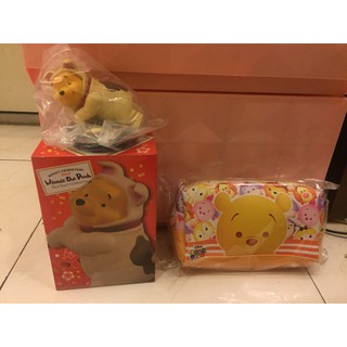 DISNEY迪士尼 Tsum Tsum 帆布 小熊維尼POOH筆袋化妝包收納包零錢包 小熊維尼變裝公仔