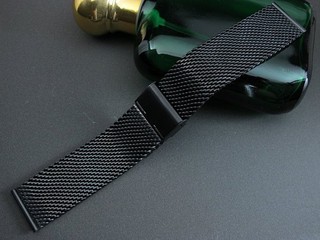 18mm 20mm 22mm 24mm不鏽鋼粗線mesh米蘭網帶不鏽鋼製錶帶,板扣黑色高質感,超值,IWC 漢米頓